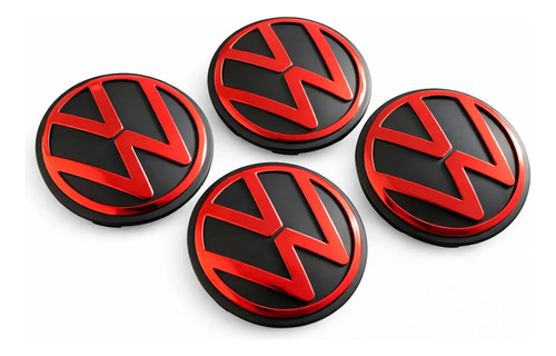 Jogo 4 Centros de Roda VW Gol G6/G7 Vermelho/Preto: Visual Esportivo para o Gol Moderno