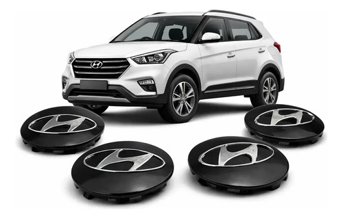 Kit 4 Centros de Roda Hyundai Creta PCD 2016-2022 Krmai Preto: O SUV Coreano Completo