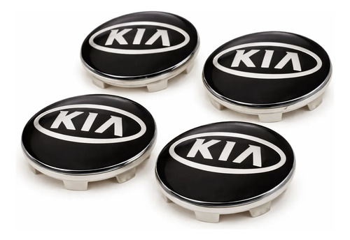 Kit 4 Centros de Roda Kia 60mm Preto: Cobertura Total para as Rodas dos Modelos Kia
