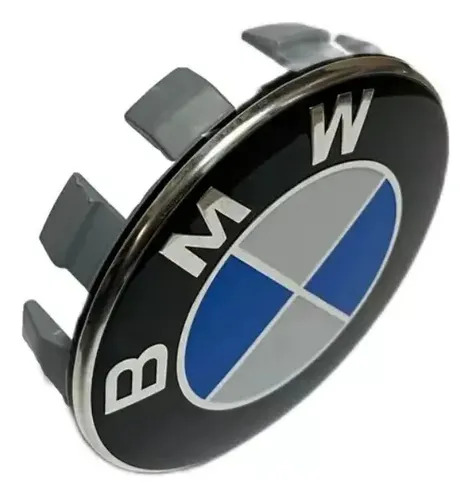 Centro de Roda BMW 65mm Azul Branco Cromado