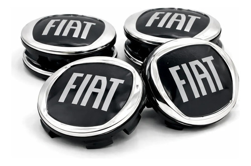 Kit 4 Centros de Roda Fiat Toro Black 60mm Preto