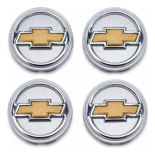 Kit 4 Centros de Roda Chevrolet Prata/Dourado: Renove as Quatro Rodas do GM com Elegância